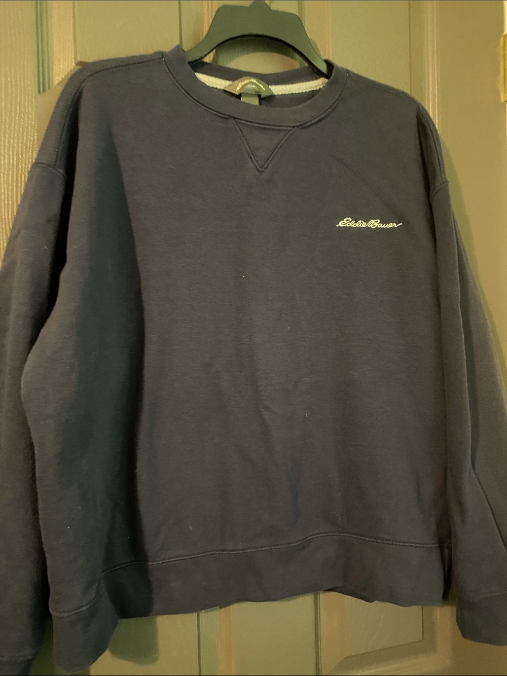 Eddie Bauer Men's Dark Blue Crewneck Sweatshirt with Script Logo